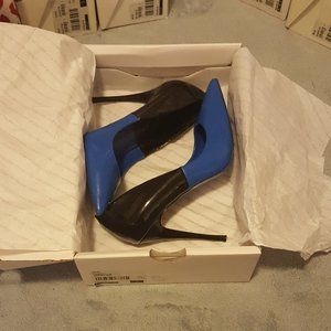 Aldo Stessy-3 Women's Size 7 Black/Royal Blue Patent Stiletto Pumps